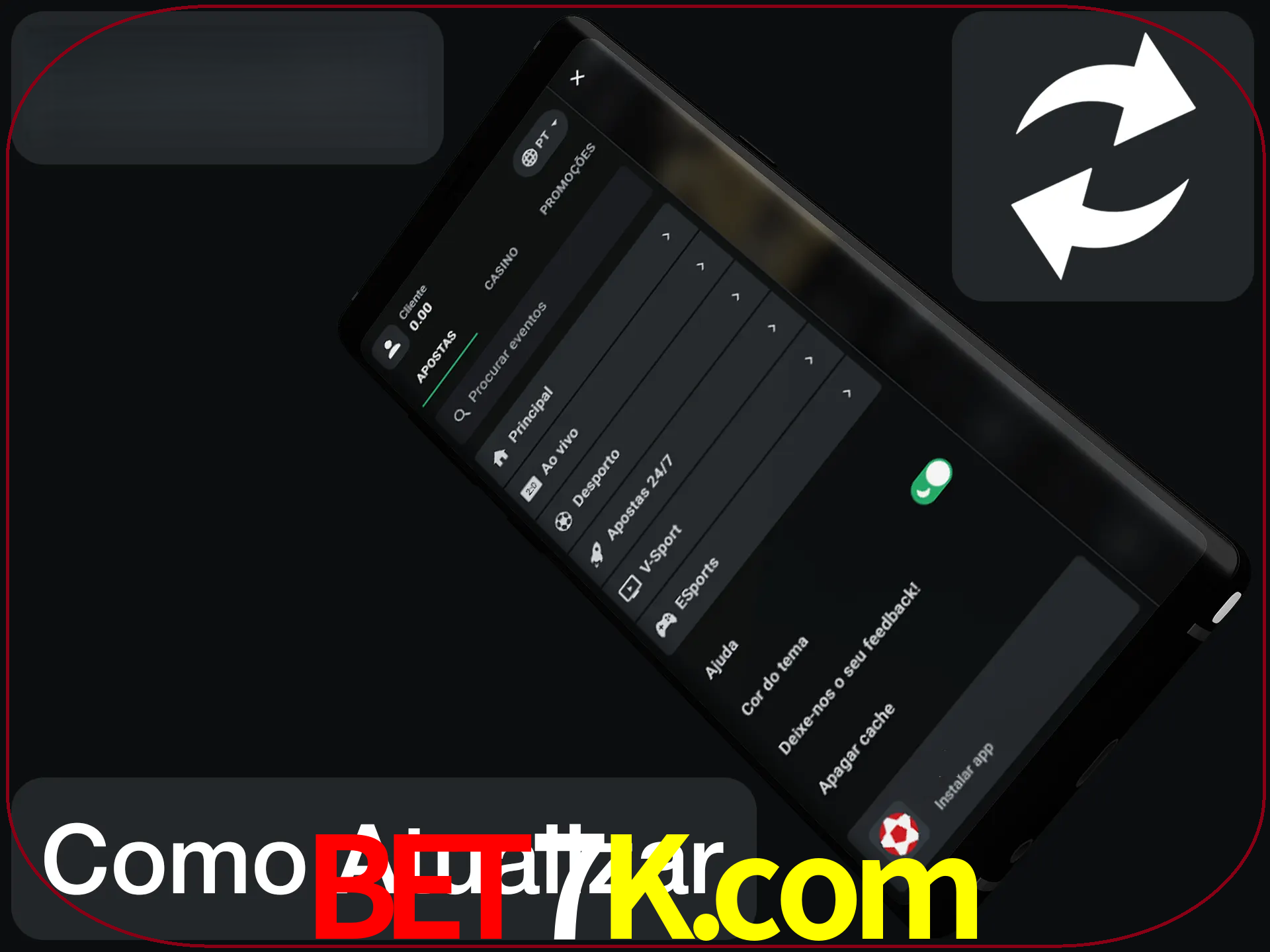 O aplicativo é atualizado automaticamente quando você faz o login.